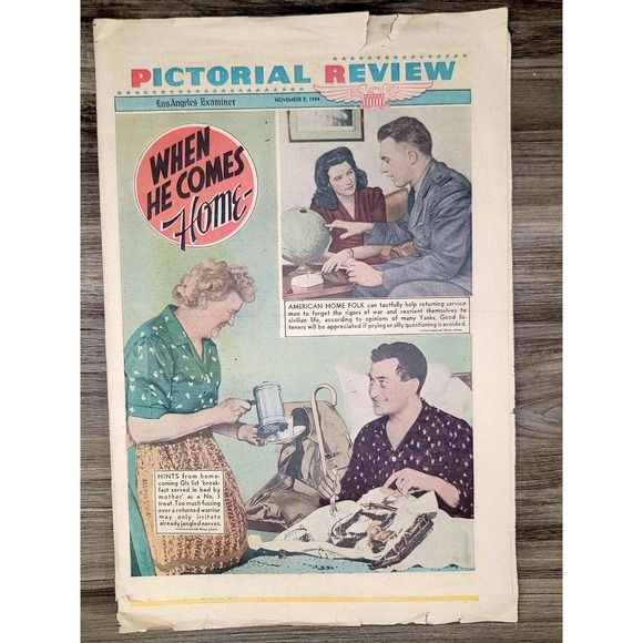 Vtg Pictorial Review Newspaper Los Angeles Examiner WWII - Picture 1 of 4